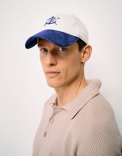 Microsuede Anchor Cap in Navy