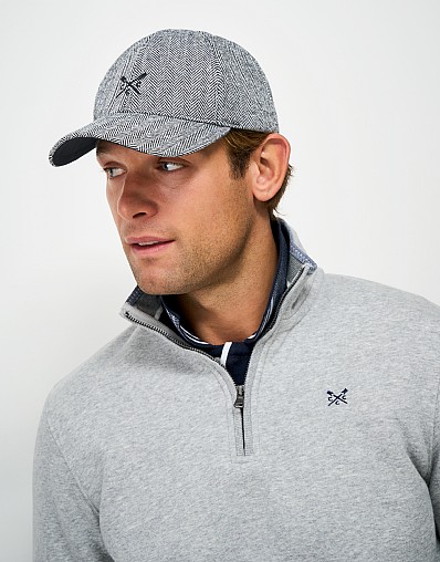 Wool Herringbone Cap in Grey