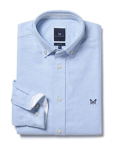 Men's Oxford Slim Fit Shirt in Sky from Crew Clothing