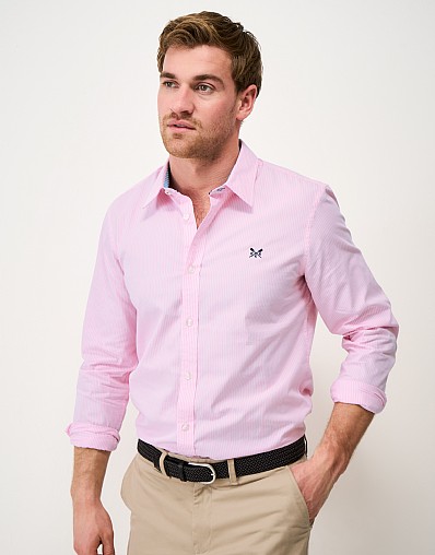 Slim Fit Micro Stripe Shirt in Pink and White