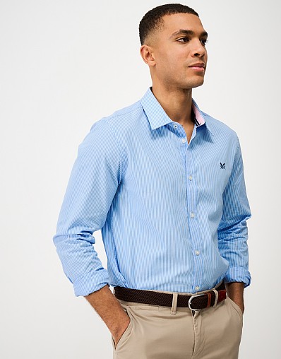 Slim Fit Micro Stripe Shirt in Sky Blue and White