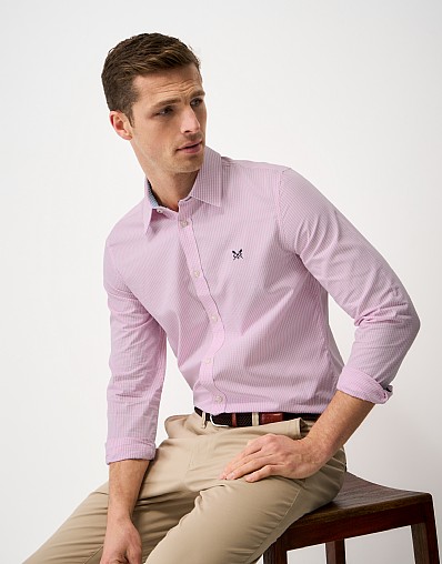 Slim Fit Micro Gingham Shirt in Classic Pink