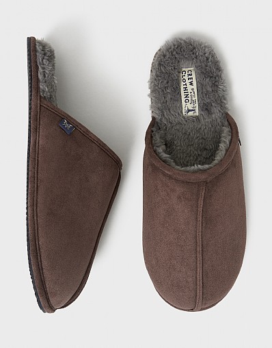 Mule Slippers in Chocolate Brown