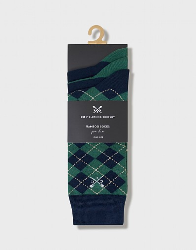 3 Pack Bamboo Socks in Navy and Blues