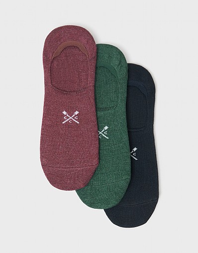 3 Pack Secret Socks in Navy, Green and Red Marl