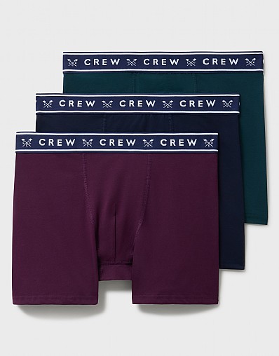 3 Pack Jersey Boxers in Navy, Green and Burgundy