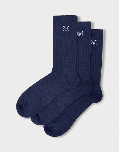 3 Pack Logo Sports Socks in Navy
