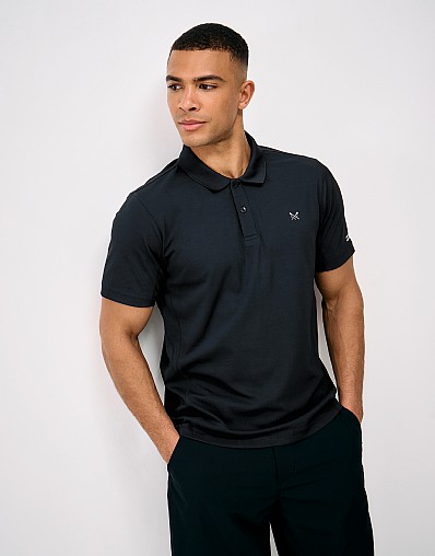 Constructed Sport Polo Shirt in Black