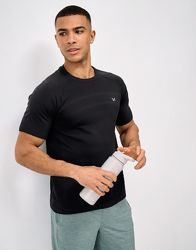 Relaxed Space Dye Seam Free Sports Tee in Black