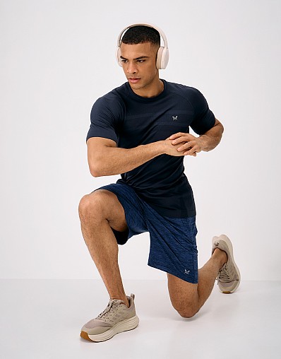 Relaxed Space Dye Seam Free Sports Tee in Navy