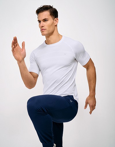 Relaxed Space Dye Seam Free Sports Tee in White