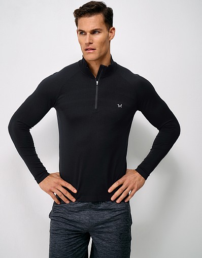 Seam Free Half Zip in Black