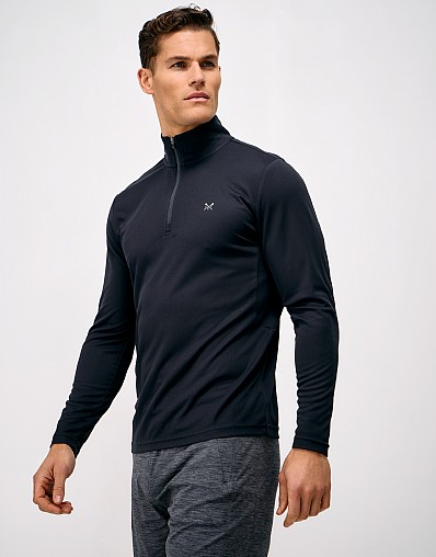 Active Long Sleeve Pique Quarter Zip in Black
