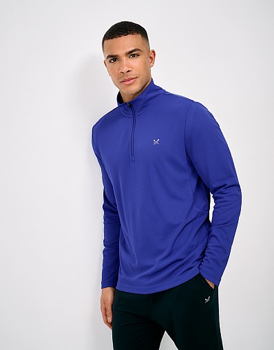 Active Long Sleeve Pique Quarter Zip in Blue