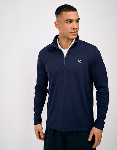 Active Long Sleeve Pique Quarter Zip in Navy
