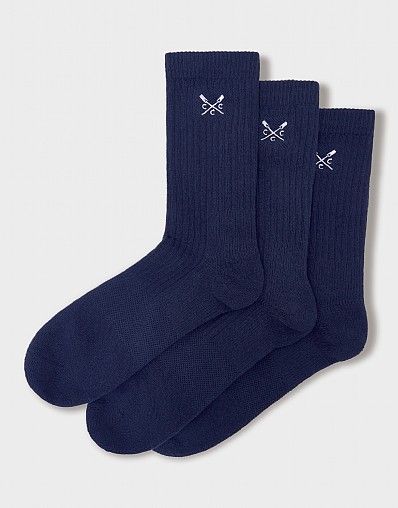 3 Pack Logo Sports Socks in Navy