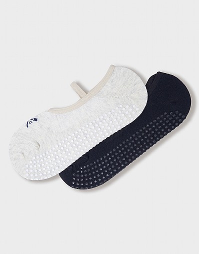 2-Pack Pilates Socks in Black & Grey Marl