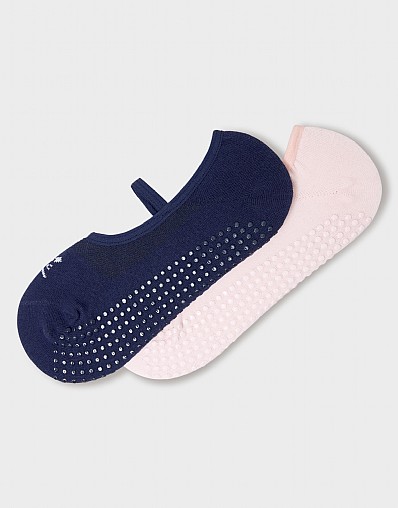 2-Pack Pilates Socks in Navy & Pink