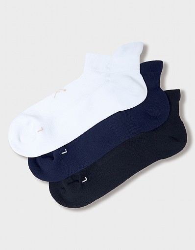 3 Pack Logo Trainer Socks in Black, White & Navy