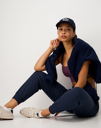Marl Jersey Straight Leg Joggers in Navy