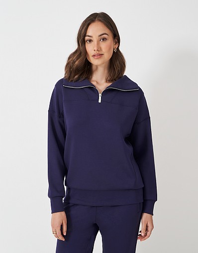 SuperLuxe Half Zip Sweatshirt in Navy