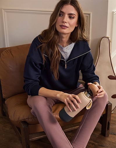 SuperLuxe Half Zip Sweatshirt in Navy