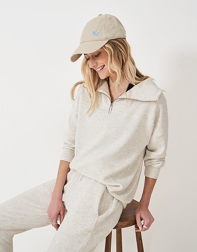SuperLuxe Half Zip Sweatshirt in Oatmeal