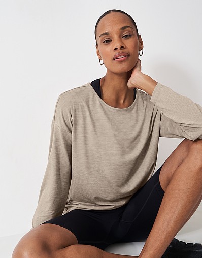 Relaxed Sports Long Sleeve Top in Nude