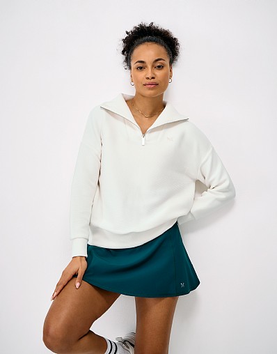 Ottoman-Knit Cooldown Half-Zip Sweat in White