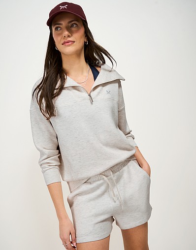 SuperLuxe Half Zip Sweat in Oatmeal