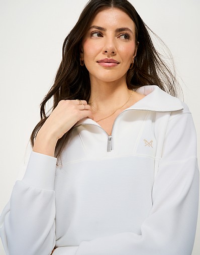 SuperLuxe Half Zip Sweat in White