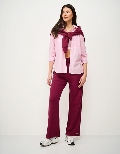 SuperLuxe Wide-Leg Joggers in Red