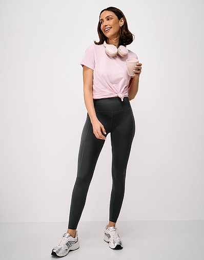 Gloss Jersey Full Length Leggings in Black