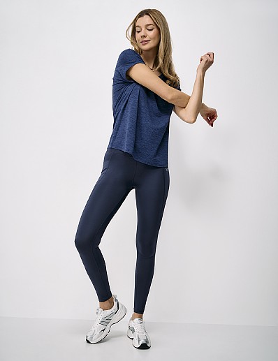 Gloss Jersey Full Length Leggings in Navy
