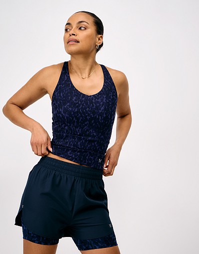 V Neck Jersey Activewear Vest in Navy Print