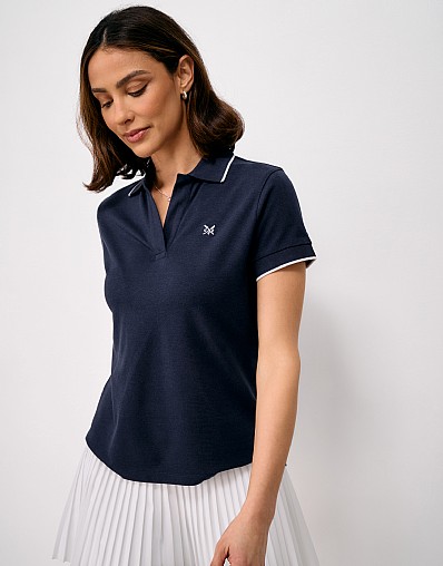 Pique Modal Stretch Polo Shirt in Navy