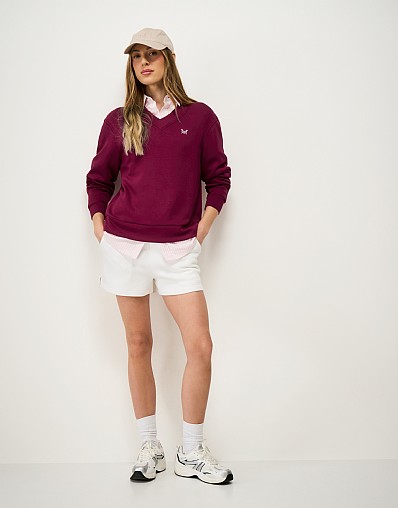 SuperLuxe V Neck Sweatshirt in Beet Red