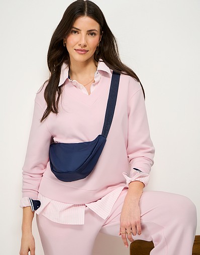SuperLuxe V Neck Sweatshirt in Pink
