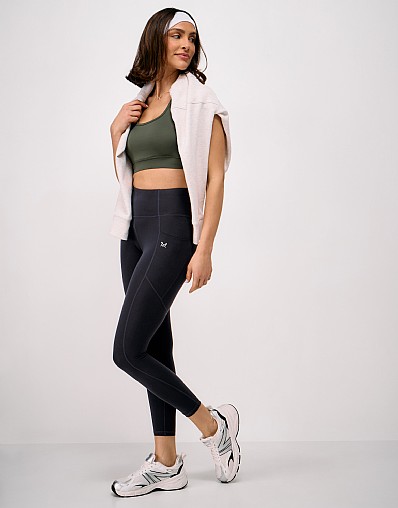 High Waisted 7/8 Length Pocket Leggings in Black