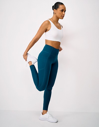 High Waisted Full Length Pocket Leggings in Blue