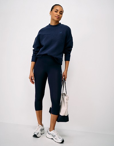 High Waisted Capri Leggings in Navy