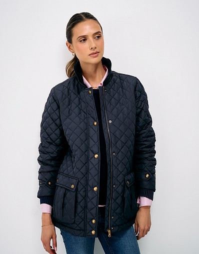 Diamond Quilted Jacket in Navy
