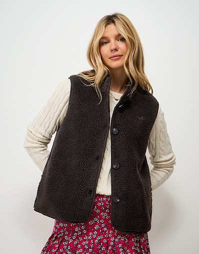 Borg Fleece Gilet in Chocolate Brown