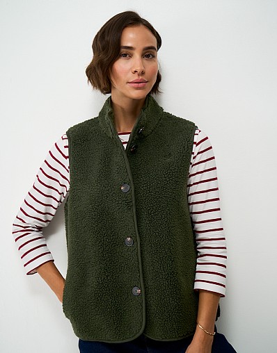 Borg Fleece Gilet in Green