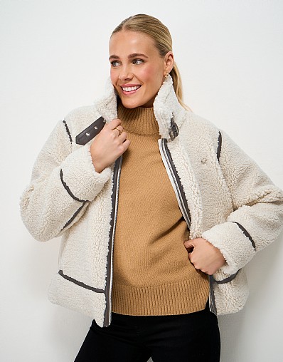 Borg Aviator Jacket in Oatmeal