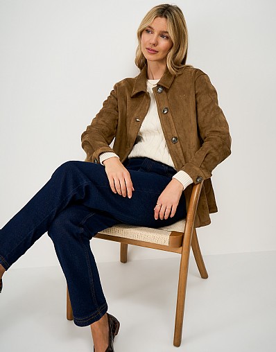 Suede Effect Lily Jacket in Tan