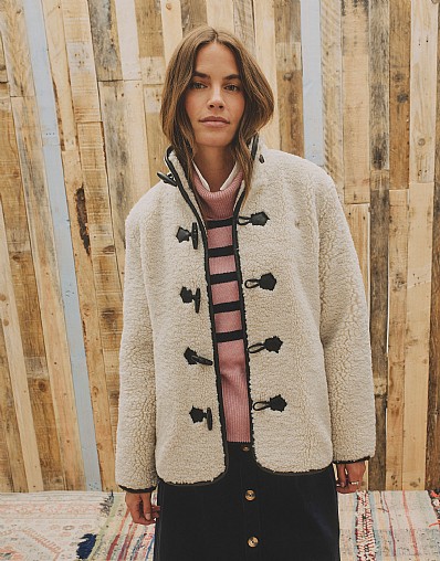 Borg Funnel Neck Jacket in Oatmeal