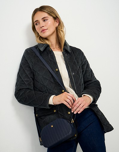 Cord Diamond Quilted Jacket in Green