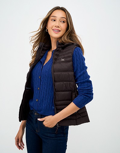 Lightweight Padded Showerproof Gilet in Chocolate Brown