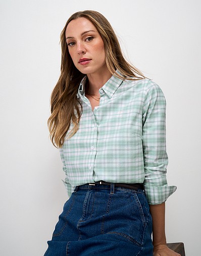 Check Bracken Oxford Shirt in Mint & White